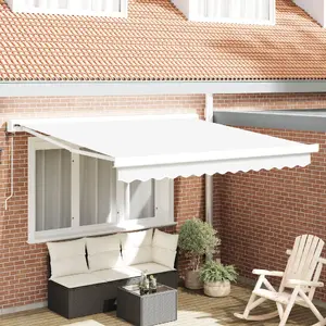 Выдвижная маркиза VidaXL 350x250 см, белая, автоматическое убирание