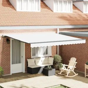 Ручной выдвижной козырёк VidaXL 400×350 см белый, настенный, ручное управление