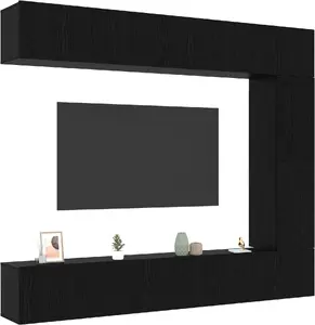 Wall-mounted 5-piece TV cabinet set VidaXL in black oak — modular media storage
