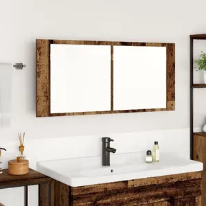 Зеркальный шкаф VidaXL Stare Drewno 100x12x45 см — LED, древесно-стружечный материал