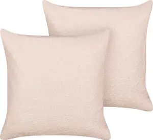 Decorative cushion Beliani LEUZEA 60 x 60 cm, boucle fabric, pink, set of 2