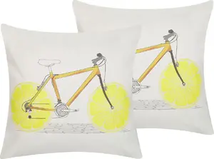 Decorative cushion set Beliani RUSCUS with bicycle motif 45 x 45 cm multicolour (2 pcs)