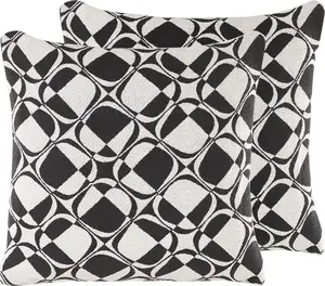 Decorative cushion set Beliani 2 pieces 45 x 45 cm black-white KOTURE