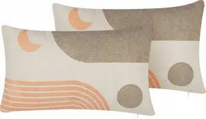 Decorative cushion cover set Beliani MELAMPODIUM 30 x 50 cm multicolour, abstract pattern (2 pieces)