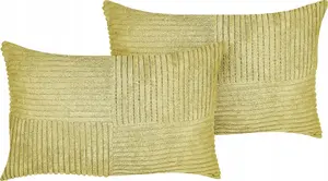 Cushion set Beliani MILLET — 2 olive corduroy cushions