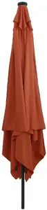 Outdoor Garden Parasol VidaXL 295x245 cm with LED Lights, Terracotta