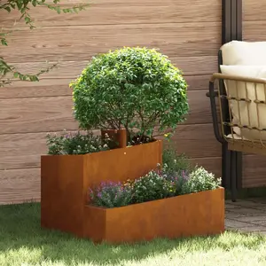 Металлическая клумба VidaXL модель 873577 из стали Corten средний размер прочное уличное кашпо