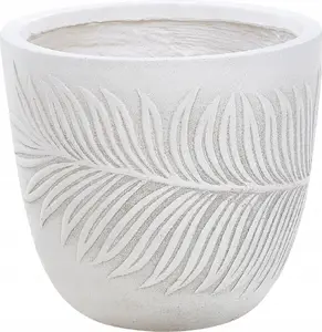 Flower pot Beliani FTERO round 28 x 28 x 16 cm broken white