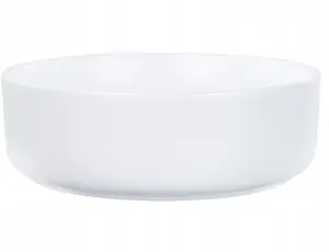 Countertop sink Beliani CALIG ceramic basin ⌀ 36 cm broken white
