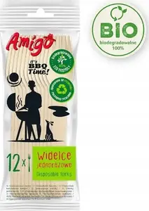 Disposable Wooden Forks Politan Gosia Amigo, pack of 12, natural wood