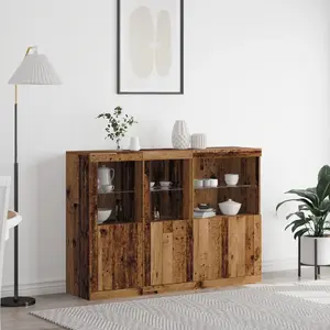 Atvilktņu skapis VidaXL modelis 3333118 ar LED apgaismojumu, izmēri 142,5×37×100 cm, vecas koksnes izskats