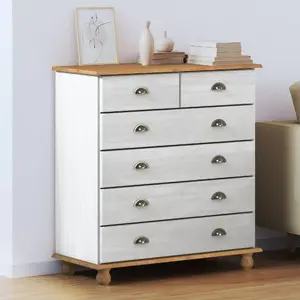 Комод VidaXL 4105420 — белый и деревянный, средний, массив дерева и MDF