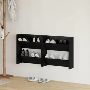 Настенная обувная тумба VidaXL, набор 2 шт., цвет черный дуб, 60 x 18 x 60 см