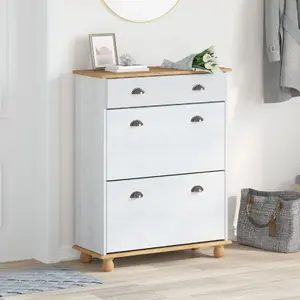Шкаф для обуви VidaXL ASKIM Белый 85x35x108 см Массовая древесина сосны