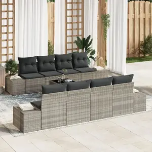 Outdoor sofa set VidaXL 9-piece with cushions, light gray rattan