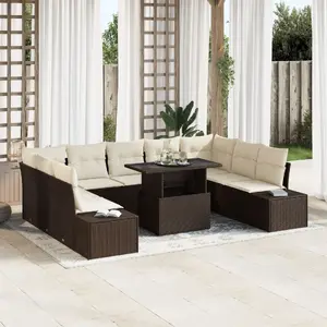 Outdoor sofa set VidaXL 10-piece cream — modular garden seating set