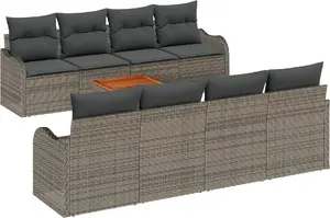 Outdoor Sofa Set VidaXL model 3356095 — 9-piece grey poly rattan with cushions