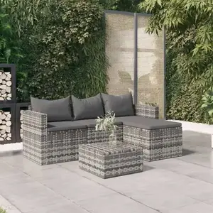 Outdoor sofa set VidaXL 6-piece gray poly rattan with cushions