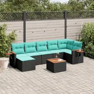 Outdoor 8-piece seating set VidaXL with cushions, black