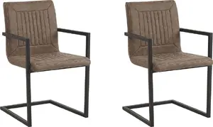 Dining chair set Beliani Brandol — 2 brown chairs