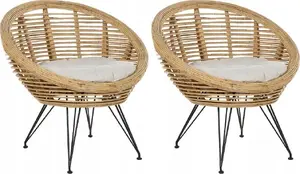 Rattan chair set Beliani MARATEA — 2-piece natural rattan seating set
