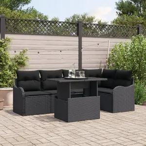 Набор садовых диванов VidaXL 6 шт, полиротанг, черный, 100 x 55 x 73 см
