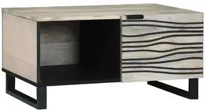 Журнальный стол VidaXL из массива манго 80 x 50 x 40 см бело‑чёрный