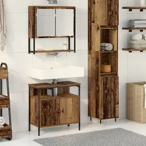 Bathroom vanity with integrated washbasin VidaXL 3332535, distressed wood finish