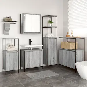 Bathroom furniture set VidaXL 5-piece, grey and Sonoma oak finish