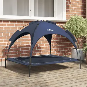 Pet elevated dog bed with removable canopy VidaXL XL steel frame navy