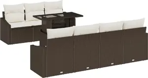 Комплект уличной мебели VidaXL 8 предметов с подушками, коричневый полиротанг