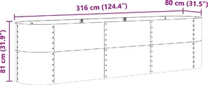 Raised Garden Bed VidaXL 320 x 80 x 81 cm Metal with Wood Effect