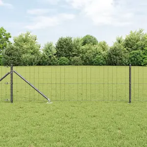 VidaXL Садовое ограждение Euro с 7 колышками 0.4 x 10 м Оцинкованная сталь Серое