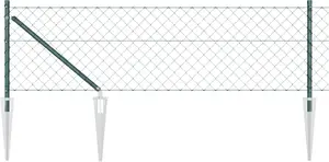Забор из сетки-рабицы VidaXL 0,6 x 10 м с 7 анкерами, оцинкованная сталь