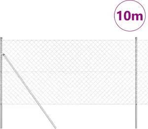 Сетчатое ограждение 1,2 x 10 м VidaXL с 7 оцинкованными стальными столбами