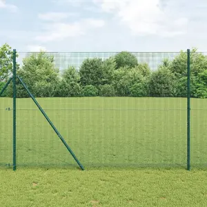 Metāla metināta žoga siena ar 7 stabiņiem VidaXL 1,5 x 10 m zaļa tērauds