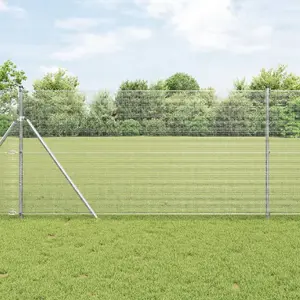 Сварная проволочная ограда 1,2 x 50 м с 13 стальными столбами, оцинкованная – VidaXL