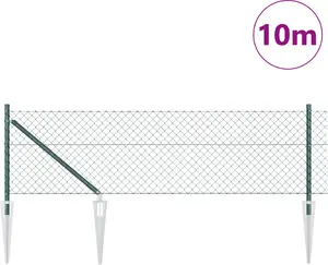 Chain Link Fence VidaXL with 7 Drive-In Posts 0.8 x 10 m Galvanized Steel