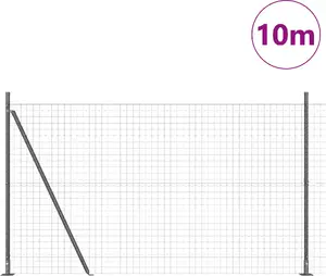 Ограждение VidaXL Euro с 7 стойками с фланцем, оцинкованная сталь, 1,4 x 10 м