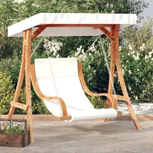 Swing with Cushion and Canopy, solid spruce wood by VidaXL