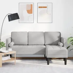Stūra 3‑vietīgs dīvāns VidaXL modelis 42001922, audums mākoņu krāsā, platums 160 cm