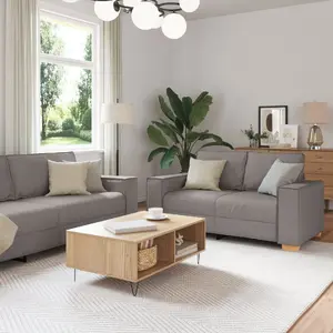 3‑предметный тканевый комплект мебели VidaXL Taupe — диван 3‑местный, 2 кресла, съёмные чехлы