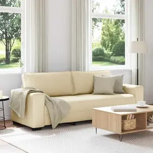 Sofa 3-seater VidaXL 180 cm cream fabric — 3-person upholstered seating