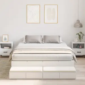 Gultas rāmis ar uzglabāšanas vietu VidaXL modelis 3335693, balts