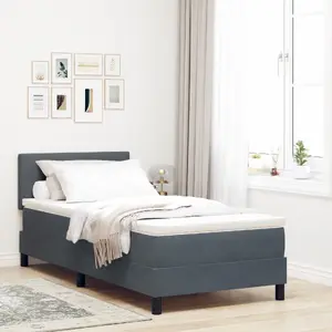 Кровать с матрасом VidaXL 90x200 см темно-серый бархат — односпальная кровать с матрасом