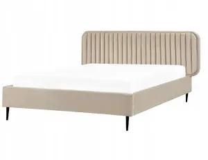 Gulta Beliani BRIN 140 x 200 cm velūra apdare bēšs‑pelēks