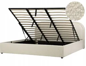 Кровать Beliani Boucle QUILLIEN 180 x 200 см с ящиком для хранения, светло-бежевый