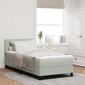Кровать Box Spring с матрасом VidaXL 90x200 см светло-серый бархат