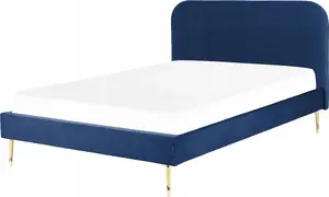 Кровать Beliani FLAYAT 140 x 200 см синие велюровая