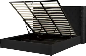 Кровать с ящиком Beliani LUBBON 180 x 200 см велюр черная